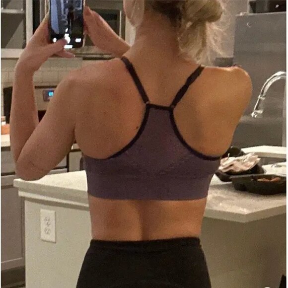 Victorias Secret PINK Active Unined Sports Bra XS Purple Racerback - Picture 7 of 7